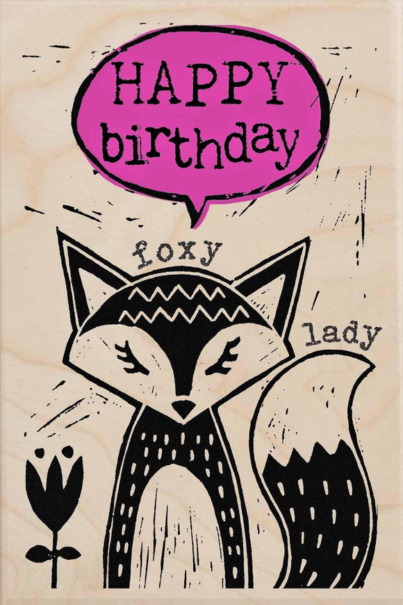FOXY LADY BIRTHDAY-wooden_greeting_card_Sarah_Kelleher_Design=THE WOODEN POSTCARD COMPANY