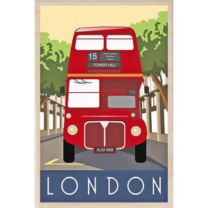 LONDON BUS-[wooden_postcard]-[london_transport_museum]-[original_illustration]THE WOODEN POSTCARD COMPANY